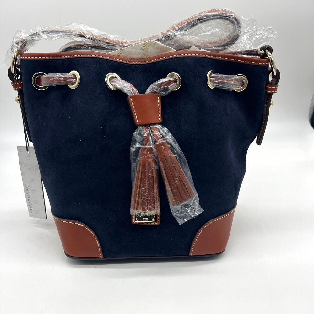 Dooney & Bourke Women Handbags Suede Drawstring Crossbody Navy